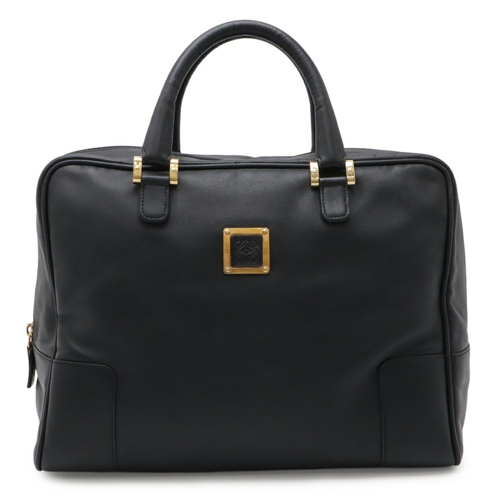LOEWE Amazona Anagram Boston Bag Handbag Leather Black